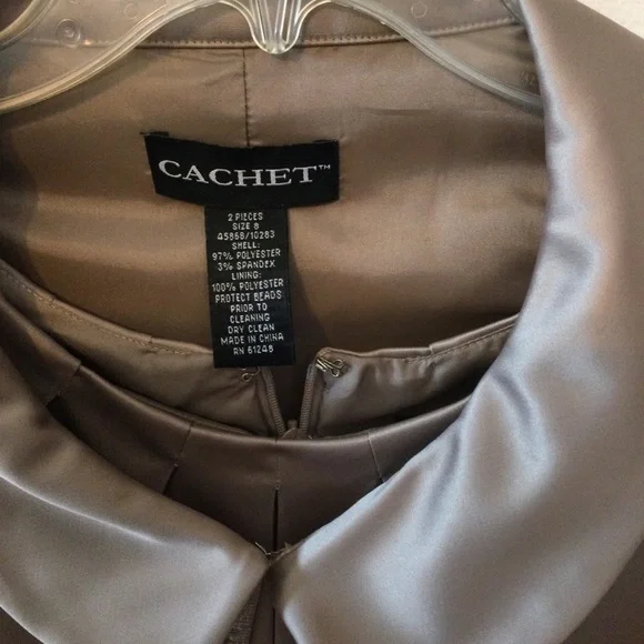 Cachet Beautiful Camel Mother of The Bride Party Holiday Jacket Dress Size 8 - Picture 5 of 9